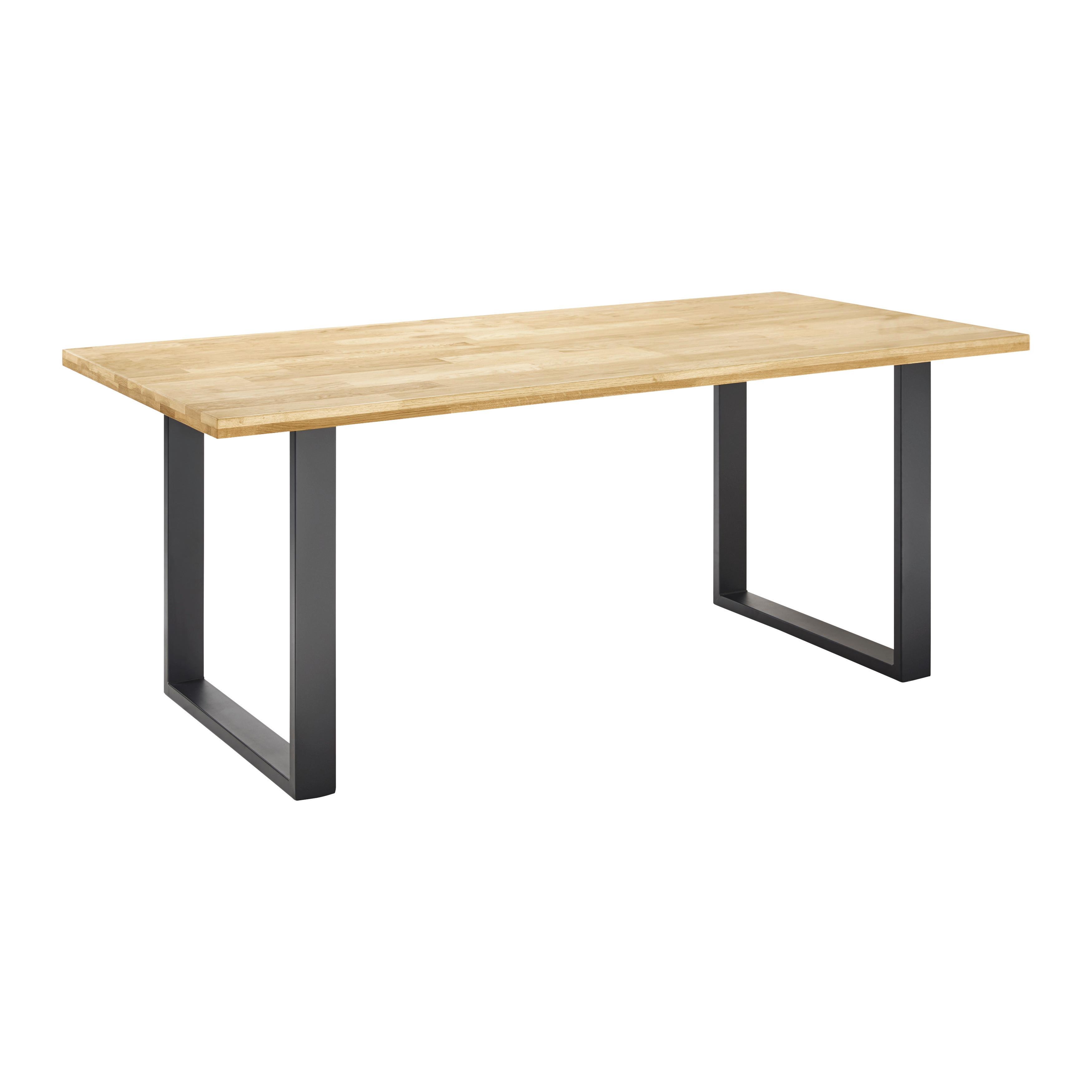 Jídelní stůl ADAMO masiv 180x90cm - černá/barvy dubu, Moderní, kov/dřevo (180/90/76cm) - Bessagi Home