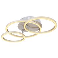 Led-deckenleuchte Kendy L: 50 Cm - Weiß/Nickelfarben, Basics, Kunststoff/Metall (50/30/9,5cm) - Globo