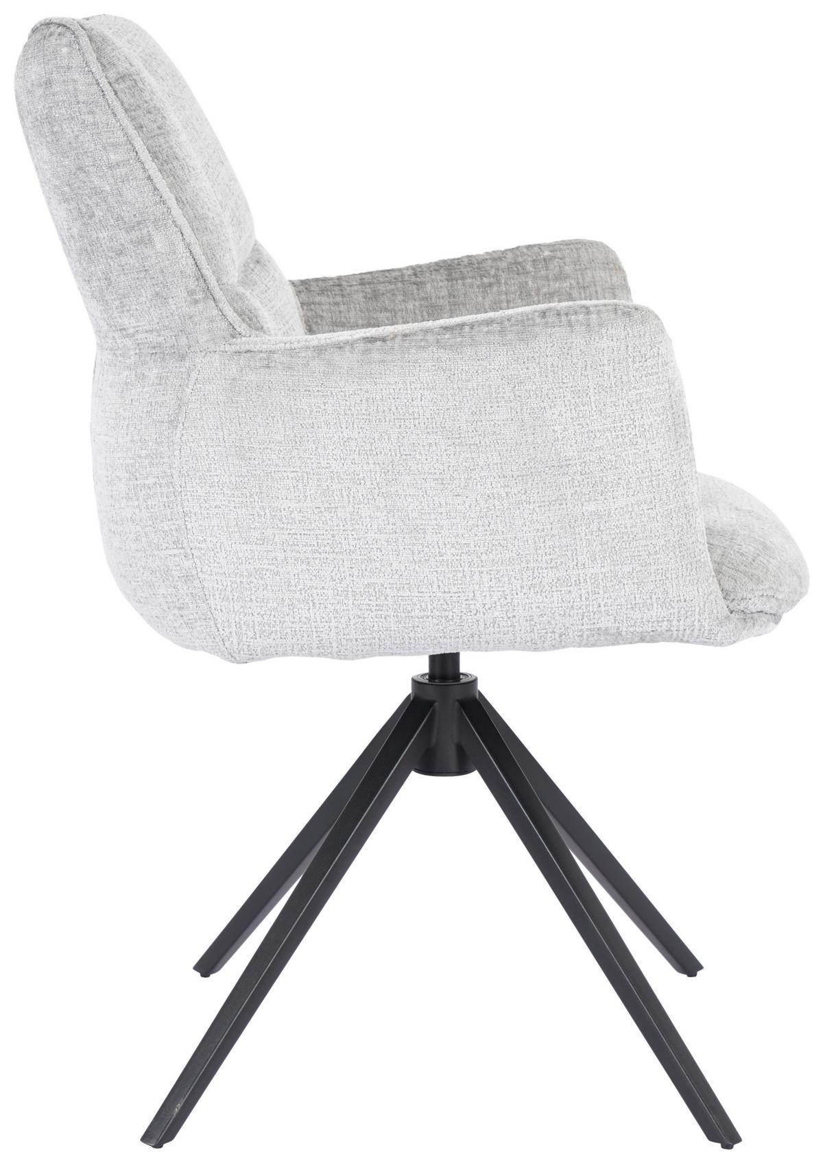 Stolička s podrúčkami LUCIA, sivá - čierna/sivá, Lifestyle, kov/textil (62/90/64cm) - Premium Living