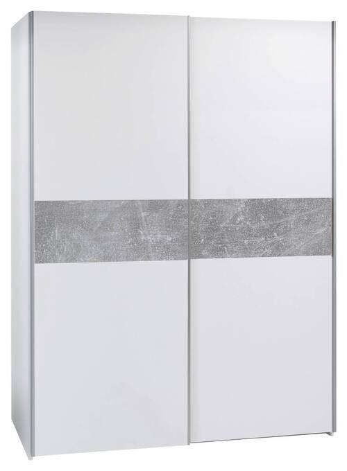 Schwebetürenschrank 170cm Starter, Weiß/beton - Eichefarben/Weiß, MODERN, Holzwerkstoff (170/195/59cm) - P & B