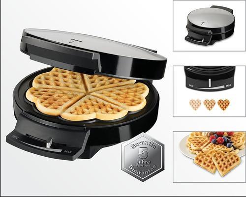Waffeleisen Waffle Pleasure 1000 W mit Temperaturregler - Schwarz, MODERN, Kunststoff (26,5/19,5/8cm)