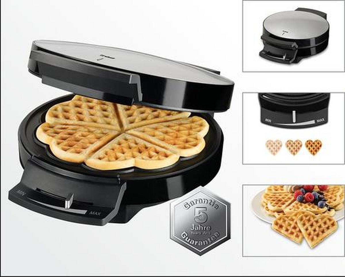 Waffeleisen Waffle Pleasure 1000 W mit Temperaturregler - Schwarz, MODERN, Kunststoff (26,5/19,5/8cm)