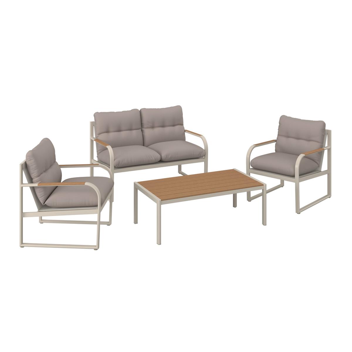 TERASOVÁ SEDACÍ SOUPRAVA FLORENZ 1 - barvy teak/světle šedá, Moderní, kov/textil - Mömax