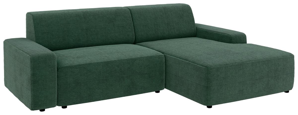 Ecksofa Wien Dunkelgrün S: 246x162 - Dunkelgrün/Schwarz, MODERN, Textil (246/162cm) - Trendmanufaktur