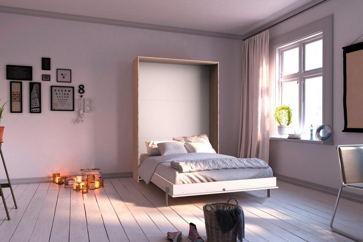 Schrankbett Juist - Eichefarben/Weiß, KONVENTIONELL, Holz/Holzwerkstoff (120/200cm) - MID.YOU