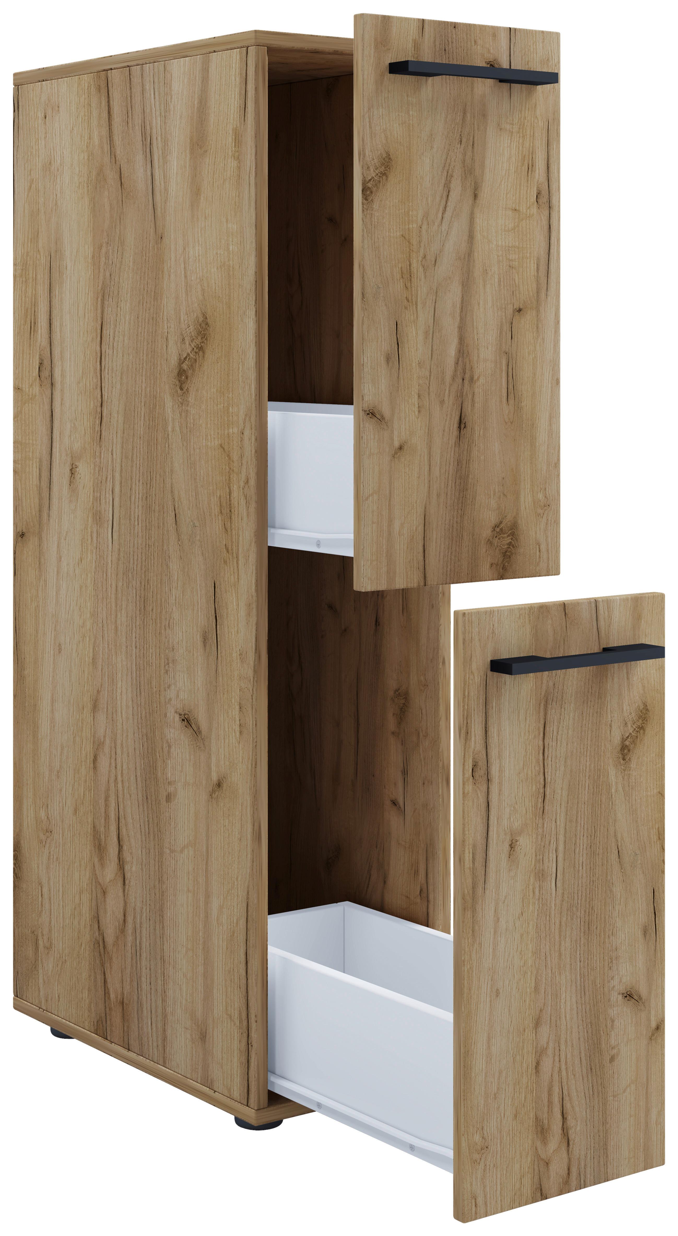 Midischrank Sadilo L BxH 25x110 cm, Honigeiche Dekor - Honigeiche/Schwarz, MODERN, Holzwerkstoff (25/110/50cm) - MID.YOU