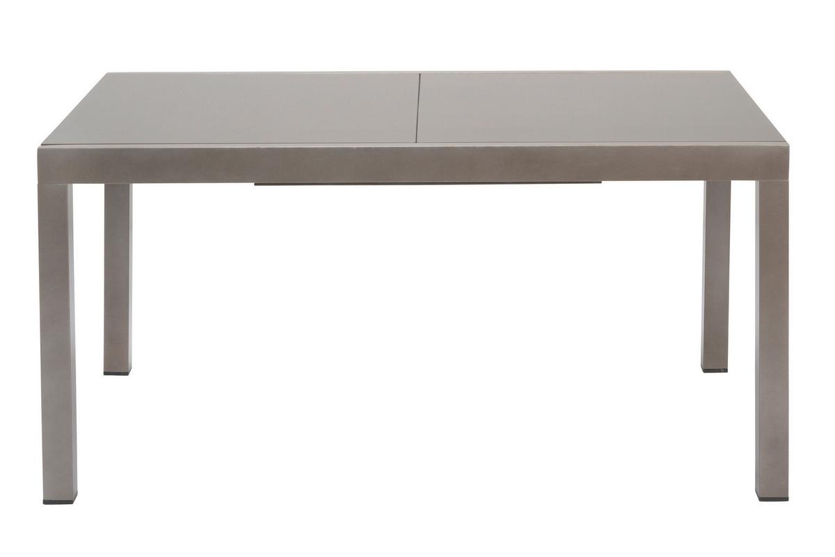 Gartentischgruppe Tinetto 5--Teilig. Aus Aluminium - Taupe/Braun, KONVENTIONELL, Glas/Textil - Gardenson