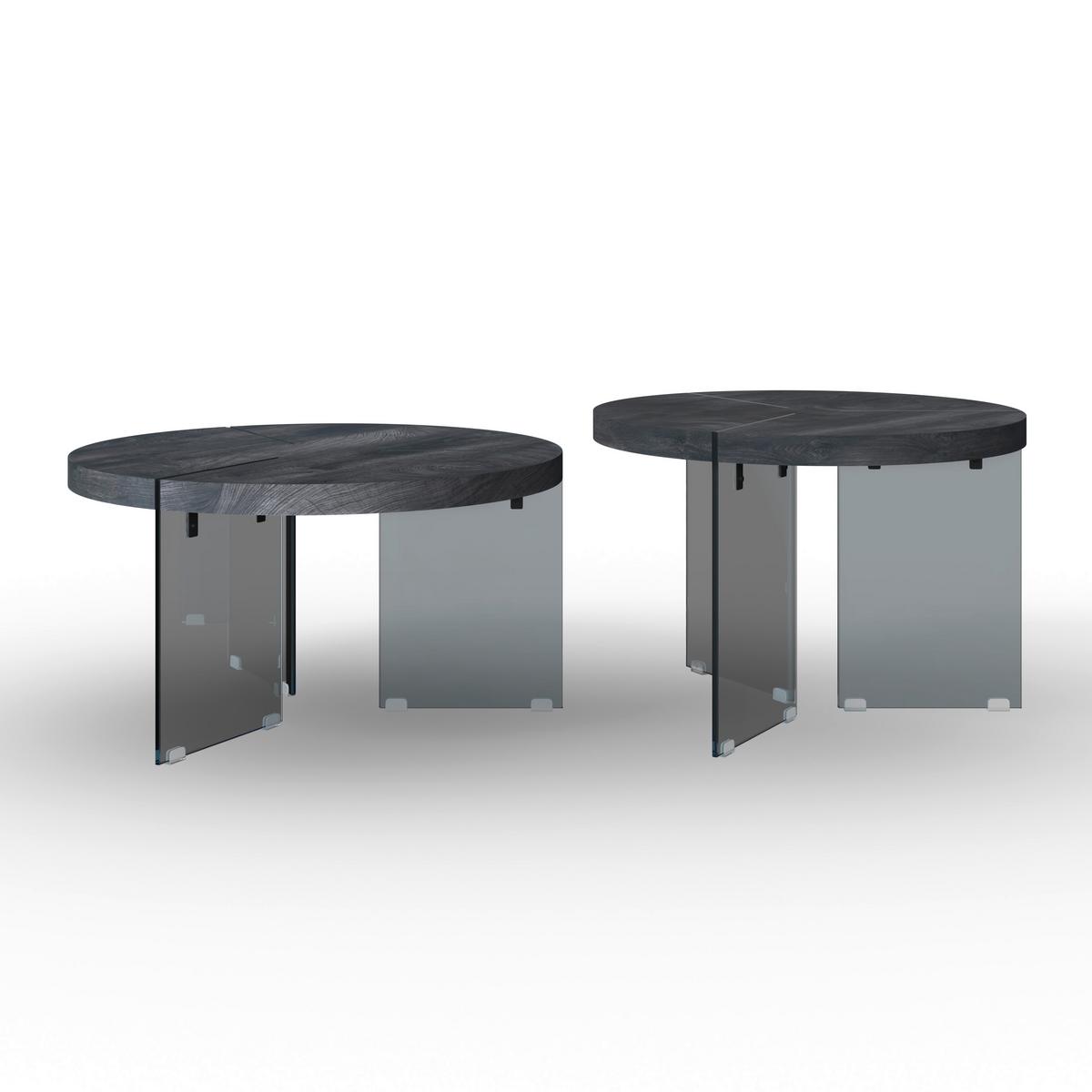 Konferenční stolek Moreno, 2 dílná sada - šedá/tmavě šedá, Moderní, kov/kompozitní dřevo (80/42,5cm) - Bessagi Home