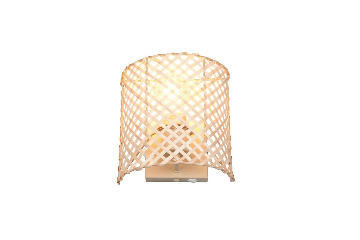 Wandleuchte Bina Naturfarben Beige B: 19 cm - Beige/Naturfarben, Natur, Naturmaterialien/Metall (19/19/10,5cm)