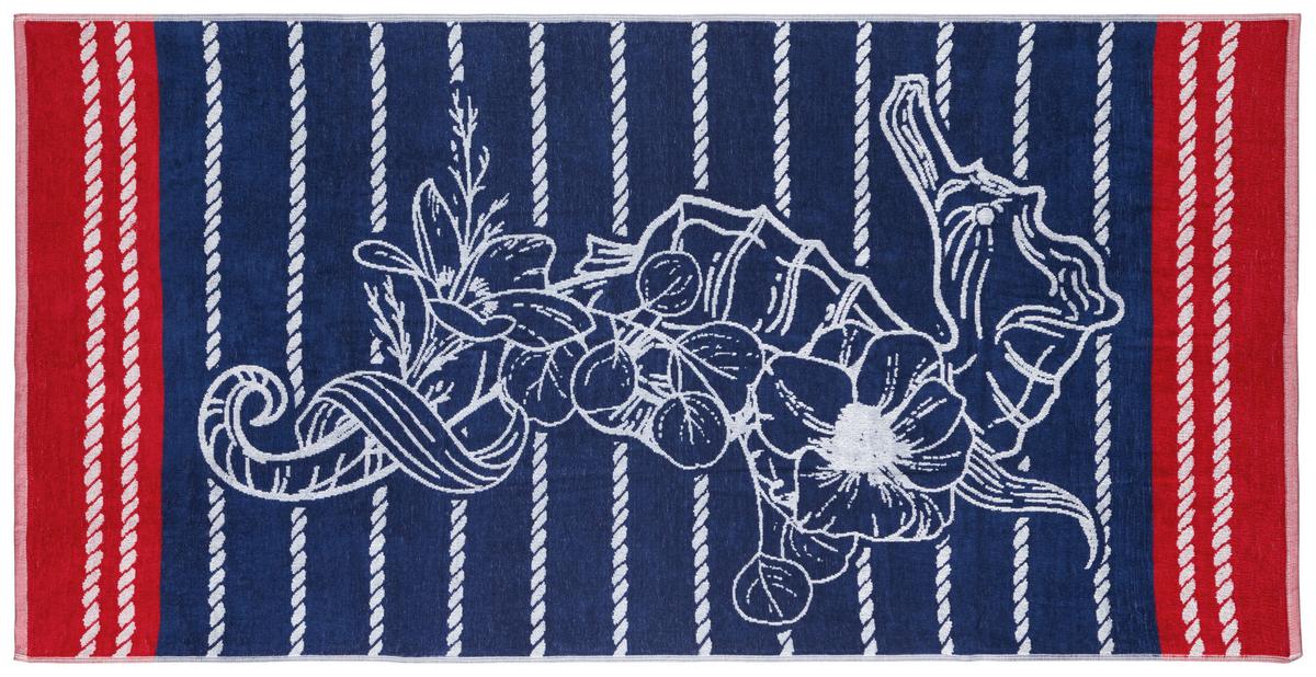 Strandtuch Summertime - Blau/Rot, MODERN, Textil (75/150cm) - Luca Bessoni