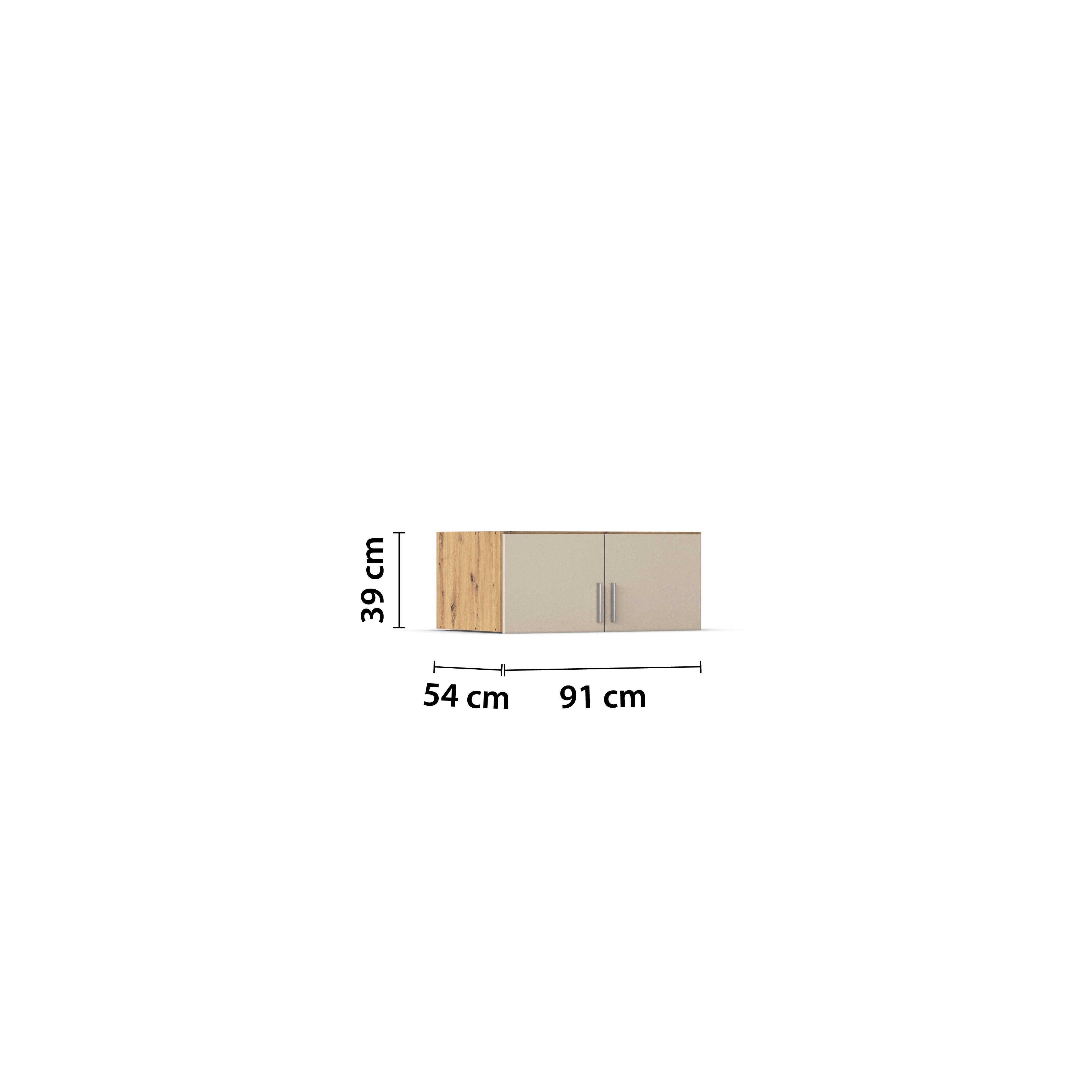 Aufsatzschrank Celle Matt Champagne B: 91 Cm - Champagner/Eiche Artisan, Trend, Holzwerkstoff (91/39/54cm)