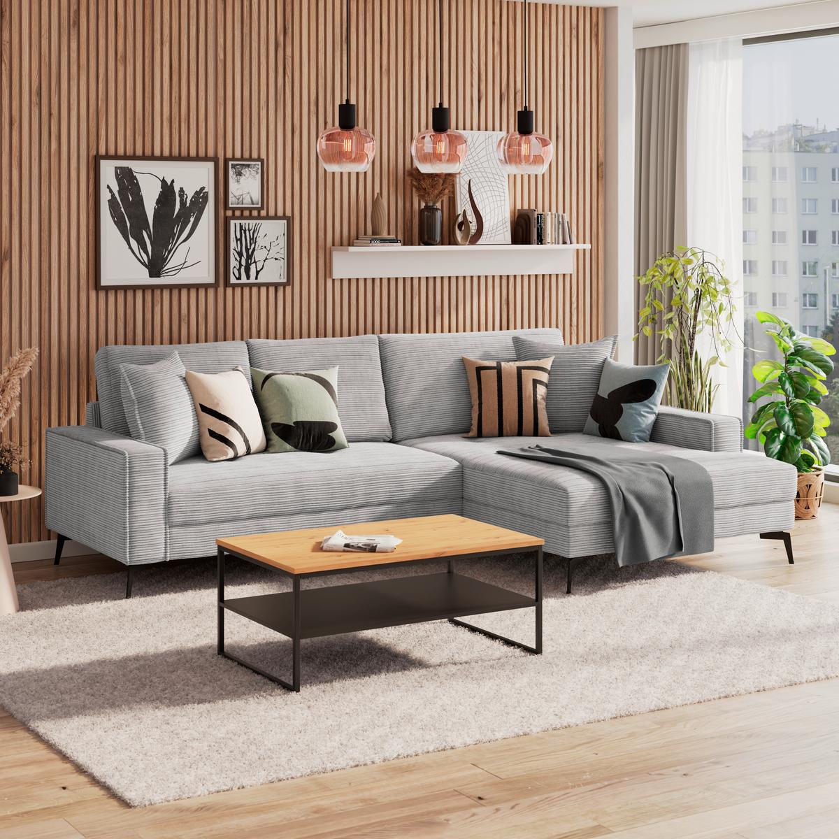 Ecksofa Zero Hellgrau 286x173 cm - Hellgrau/Schwarz, Trend, Textil (286/173cm)
