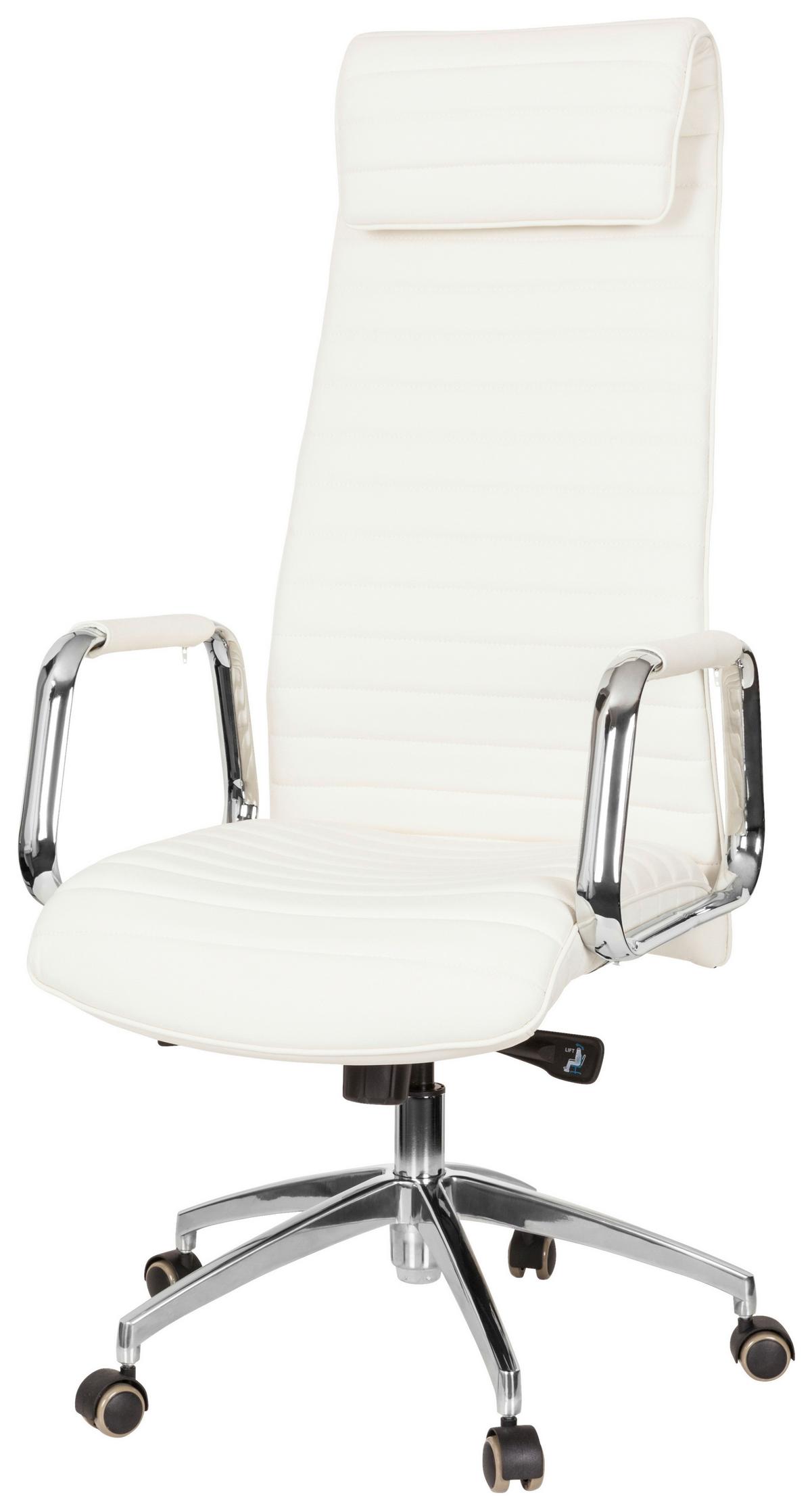 Chefsessel Aspera 20 Cremefarben - Silberfarben/Creme, MODERN, Leder/Kunststoff (59/139/50cm) - MID.YOU