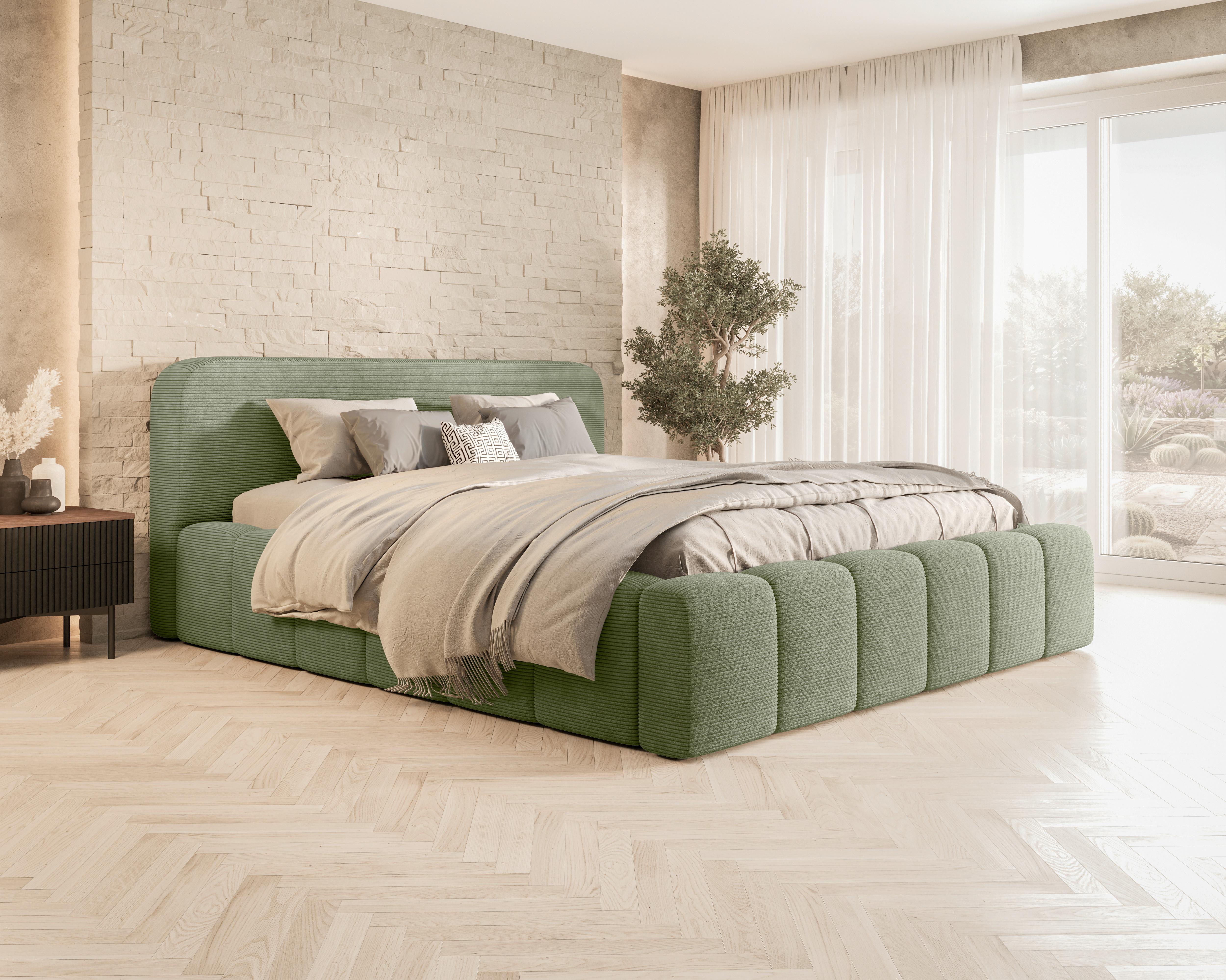 Polsterbett Deli 140 Mint LF: 140x200cm - Schwarz/Mintgrün, MODERN, Textil/Metall (140/200cm) - MID.YOU