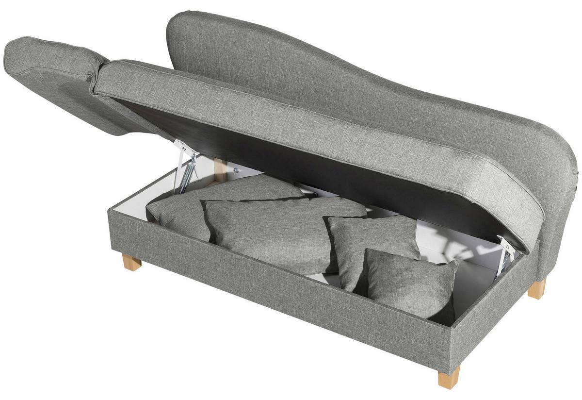 Recamiere Selma Hellgrau Links mit Bettkasten+schlaffunktion - Buchefarben/Hellgrau, Design, Textil (190/88/82cm) - Max Winzer