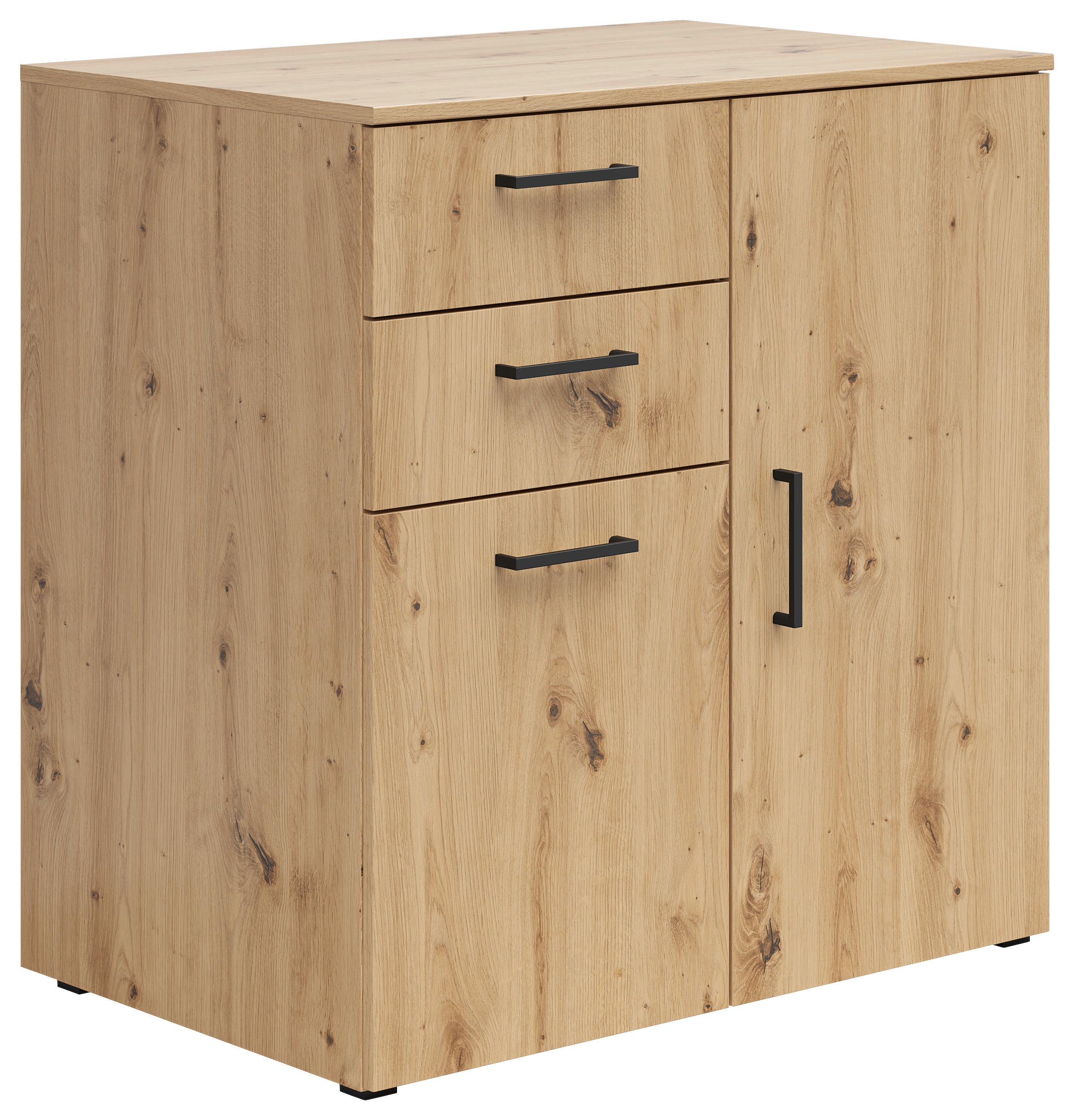 Kommode Multi,cab.2d/2drawers,s588-Kom - Anthrazit/Eiche Artisan, MODERN, Holzwerkstoff (80/83/52cm)