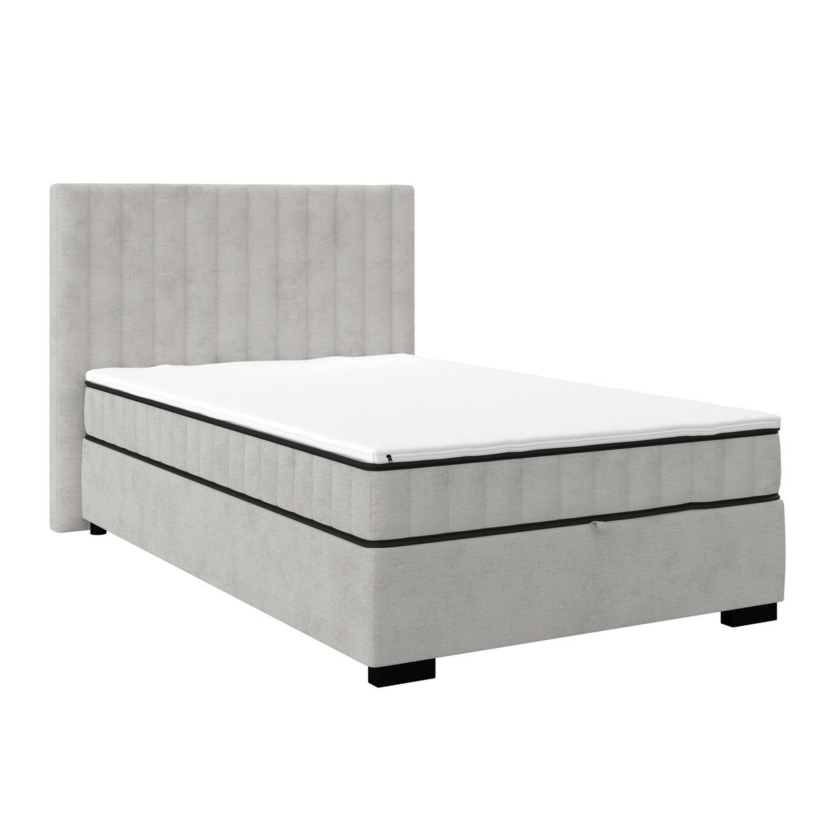 Boxbett Maya inkl. Bettkasten Hellgrau 100x220 cm - Hellgrau/Schwarz, MODERN, Holz/Holzwerkstoff (100/220cm)
