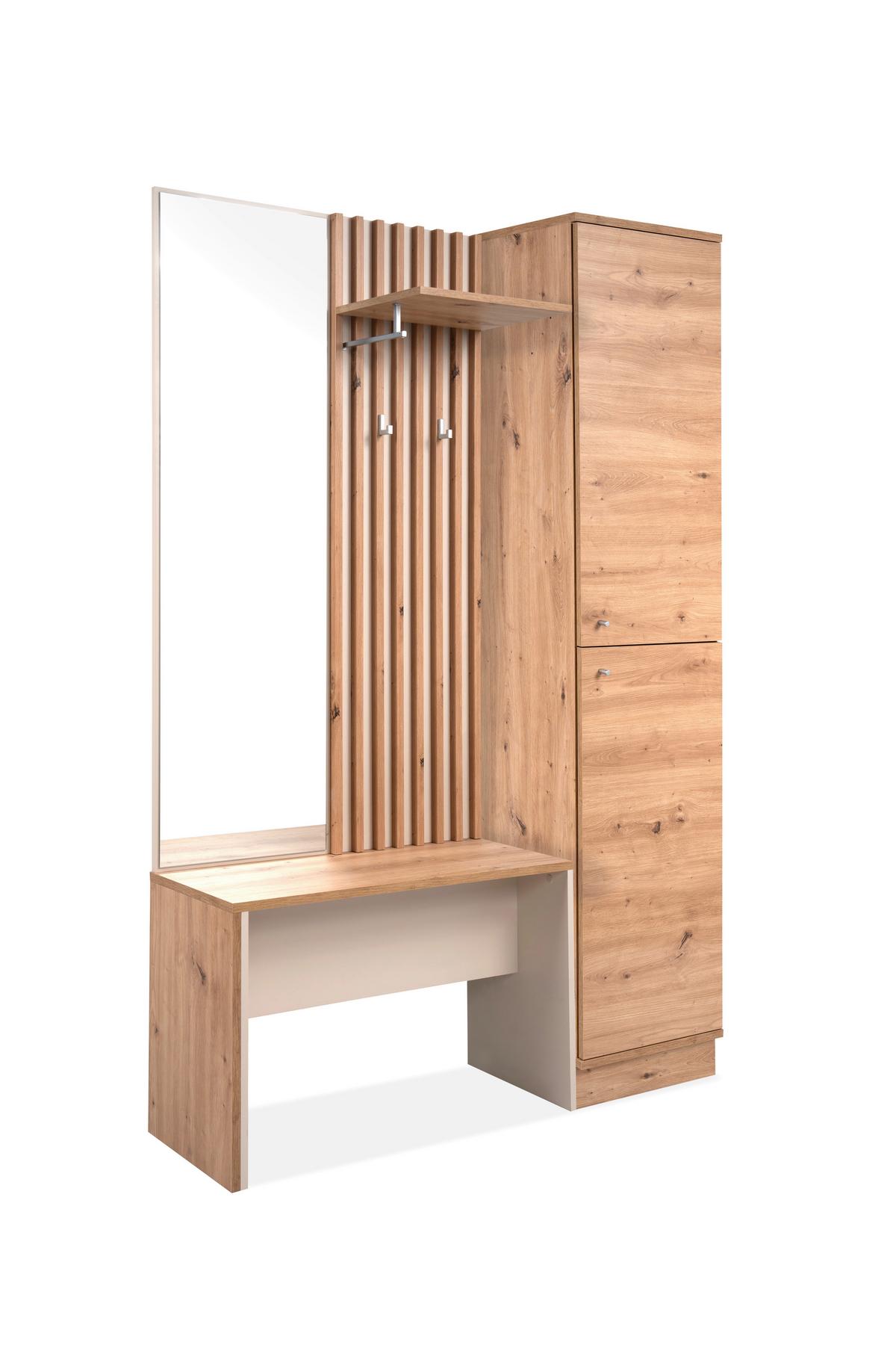 Garderobe Medan Kaschmir/Eiche Dekor B: 122cm - Kaschmir/Eiche Artisan, MODERN, Glas/Holzwerkstoff (122/190/37cm) - MID.YOU