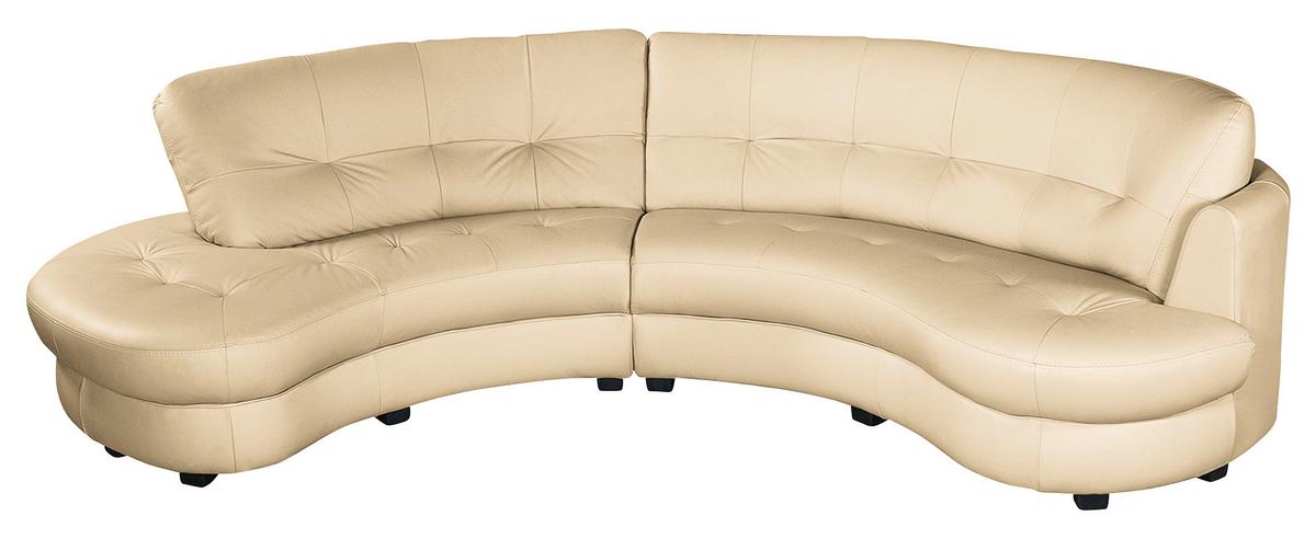 Ecksofa Bretania, Beige S: 113x300 cm - Beige/Schwarz, Design, Leder/Textil (113/300cm) - Livetastic