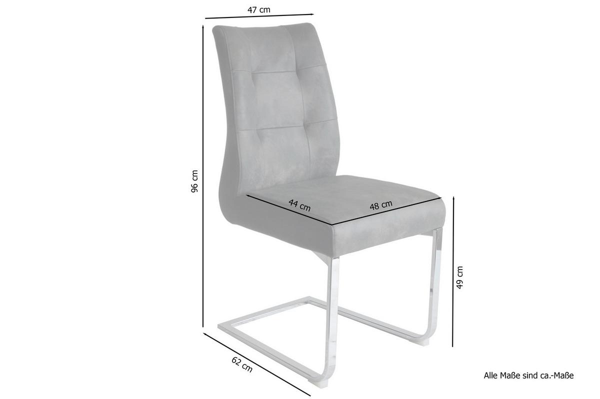 Schwingstuhl-Set Marlen XXL Braun/Silberfarben B: 47 cm - Silberfarben/Braun, LIFESTYLE, Textil/Metall (47/96/62cm) - MID.YOU