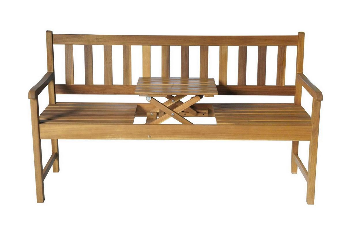 2-Sitzer mit Bank LxBxH: ca. 153x57x88 cm - Akaziefarben, Basics, Holz (153/57/88cm) - Prestige Home