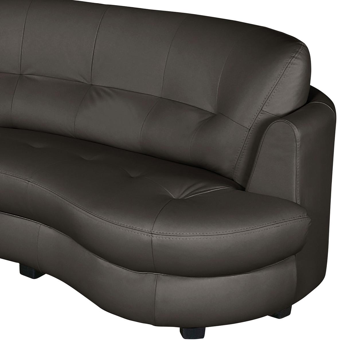 Ecksofa Bretania Dunkelbraun, S: 113x300 cm - Dunkelbraun/Schwarz, Design, Leder/Textil (113/300cm) - Livetastic