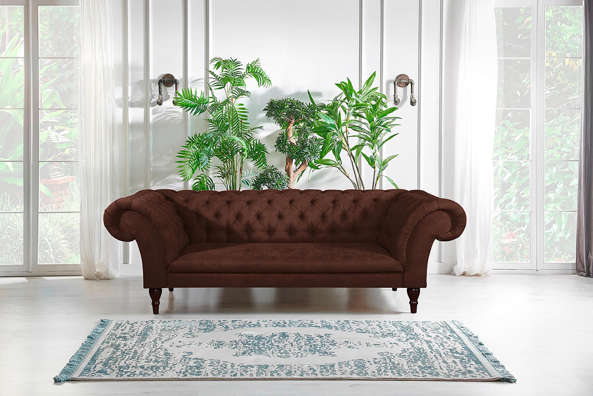 3-Sitzer-Sofa Preston Braun B: 232 cm - Braun/Cappuccino, Design, Textil (232/79/97cm) - Livetastic