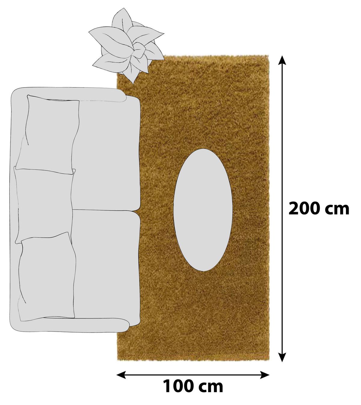 Hochflor Teppich Goldfarben Naturfaser Sydney 100x200 Cm - Goldfarben, Basics, Textil (100/200cm)