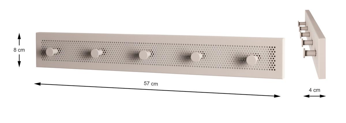 Hakenleiste Pedro 5 Kaschmir B: 57 cm - Kaschmir, Trend, Metall (57/8/4cm)