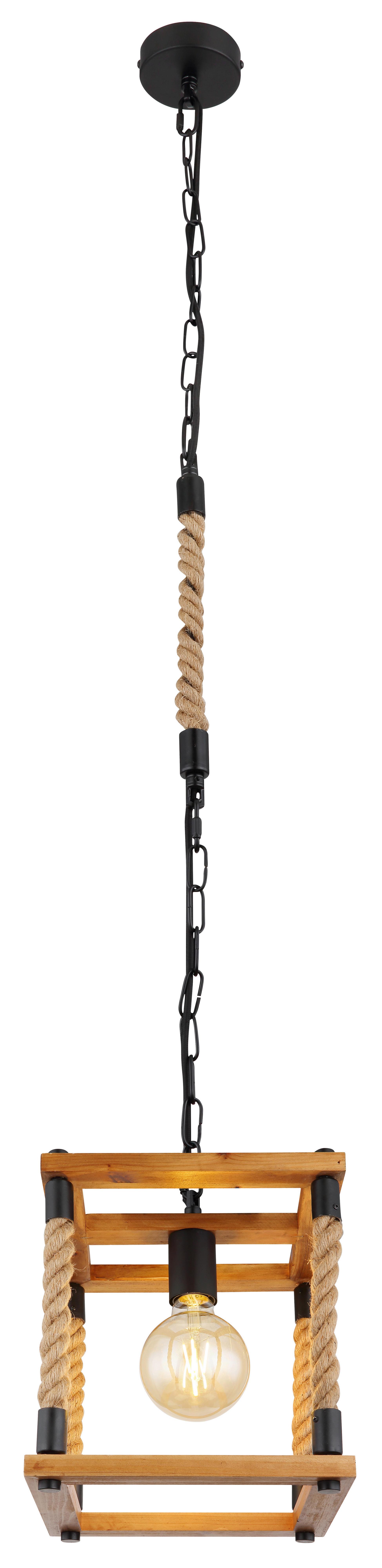 Hängeleuchte 15691h - Schwarz/Braun, Natur, Naturmaterialien/Holz (25/25/120cm) - Globo