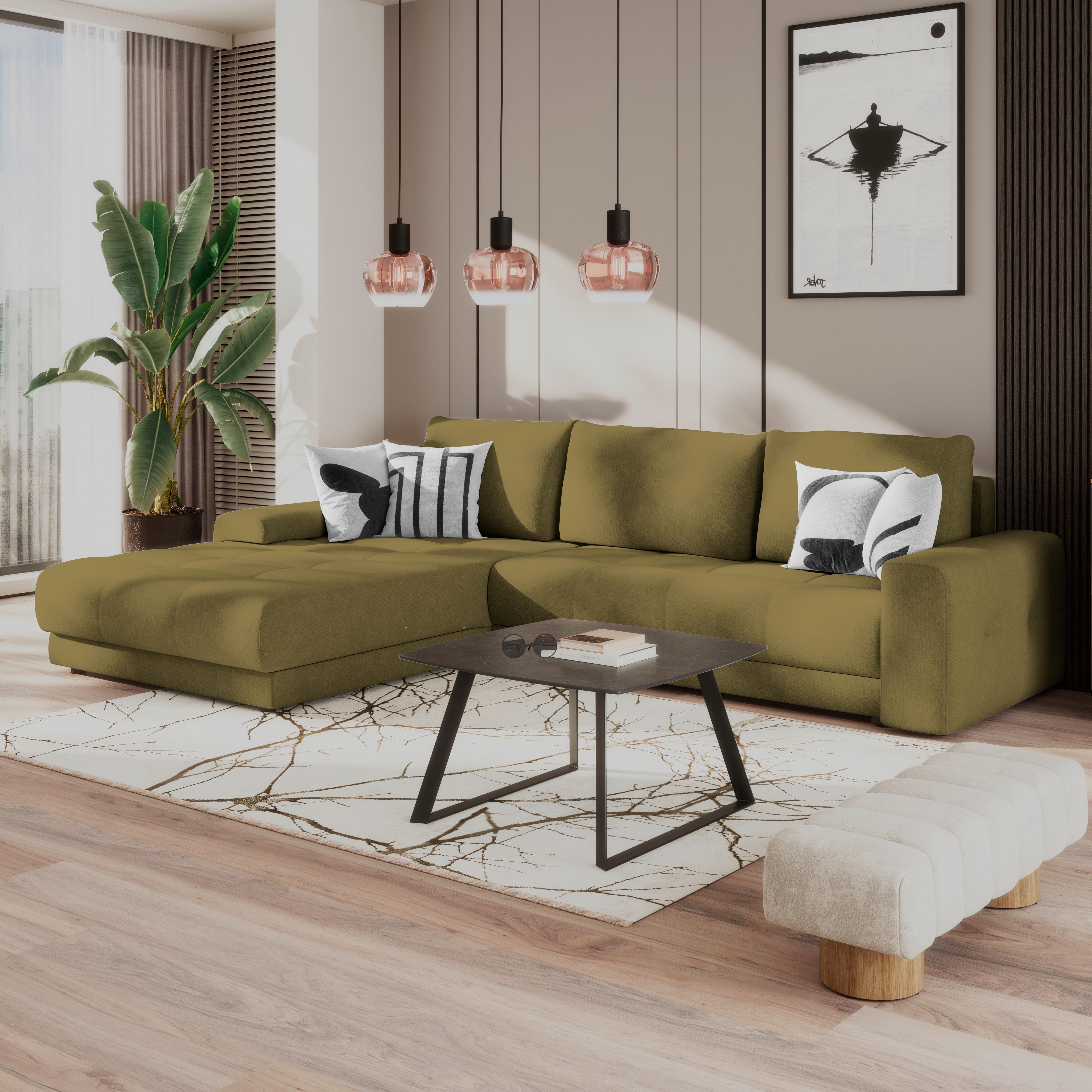 Ecksofa Adria Ocker S: 213x308 cm - Gelb, Trend, Textil (213/208cm) - Luca Bessoni