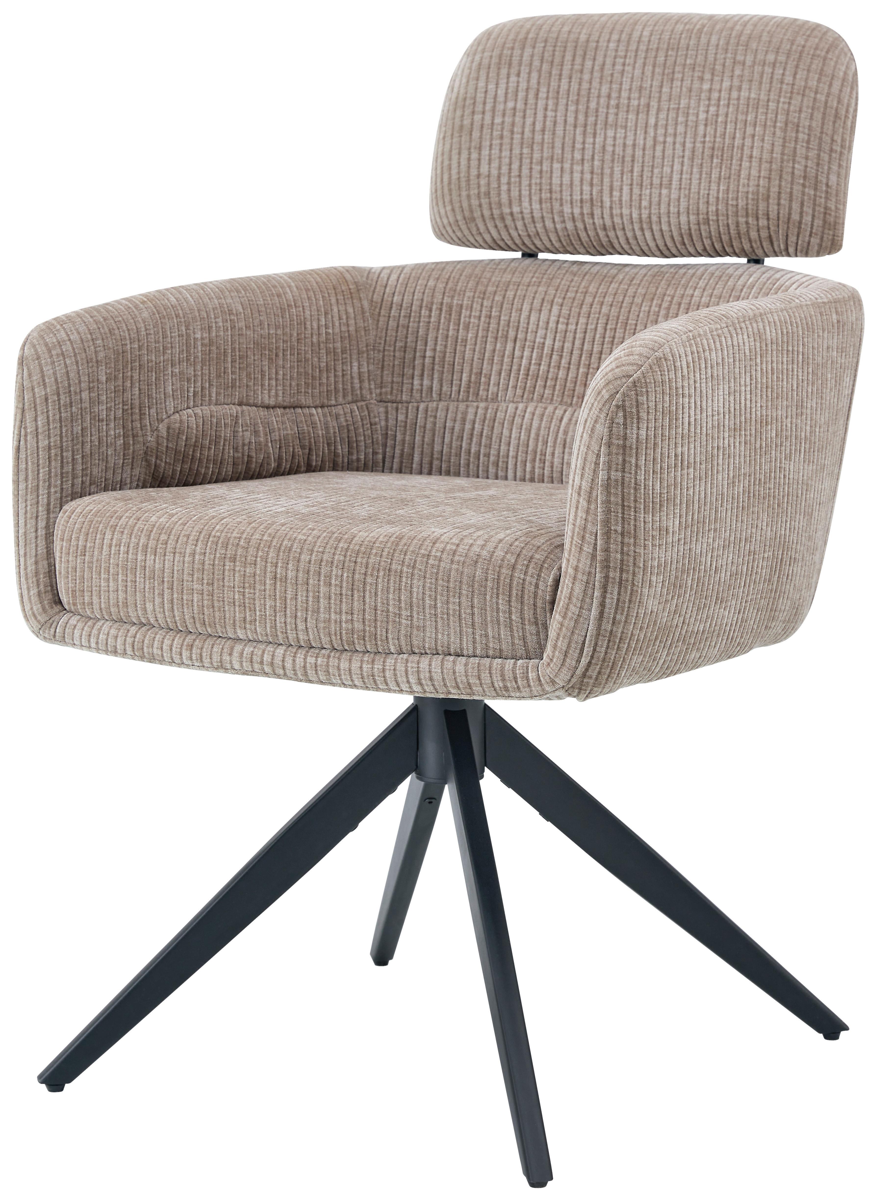 Armlehnstuhl Malte Cord Beige, B: 60 Cm - Beige/Schwarz, KONVENTIONELL, Holz/Textil (60/87,5/68cm) - Livetastic