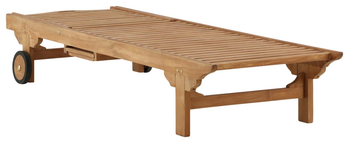 Sonnenliege Ghana - Teakfarben, KONVENTIONELL, Holz (200/33/65cm) - Gardenson