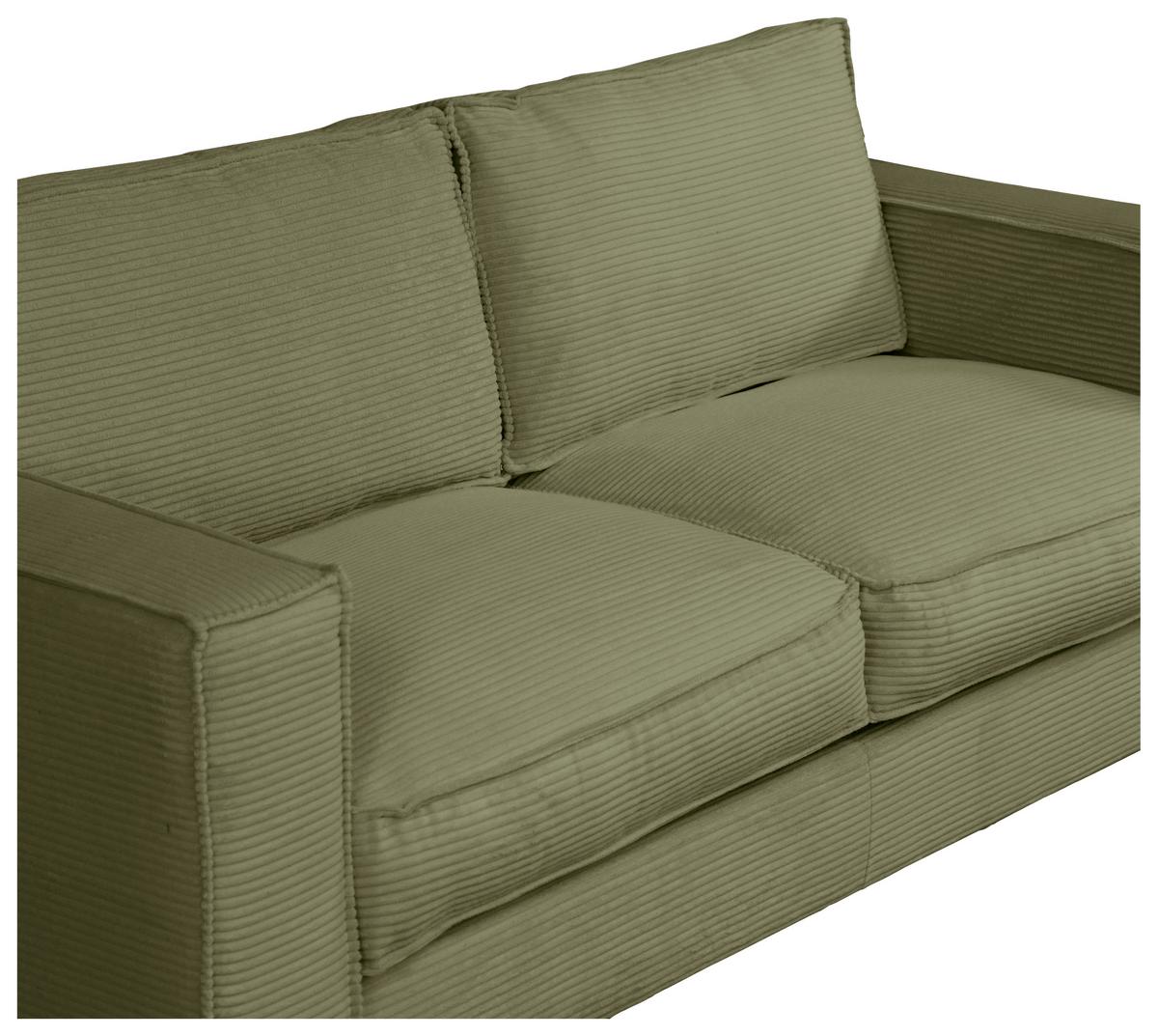 Schlafsofa Texas Grün Cord, B: 203 cm - Dunkelbraun/Grün, Design, Textil (203/85/99cm) - MID.YOU