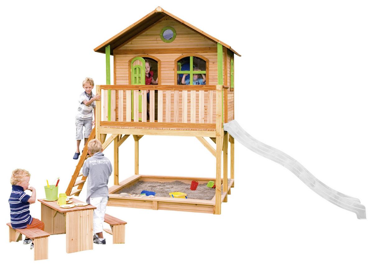 Spielhaus A030.042.90 - Weiß/Braun, KONVENTIONELL, Holz (432/293/212cm) - Ambia Garden