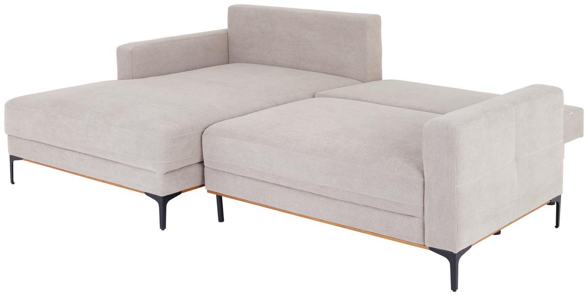 Ecksofa Mit Schlaffunktion Bergamo Lattefarben - Beige/Schwarz, MODERN, Textil (162/238cm) - Ondega