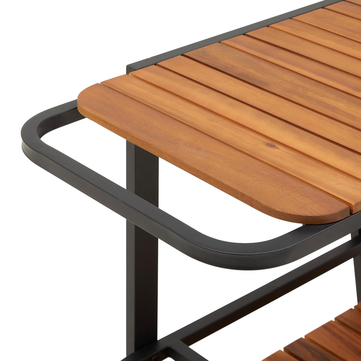 Servírovací vozík MARLO barvy akácie - černá, Moderní, kov/dřevo (76/77/49cm) - Bessagi Garden