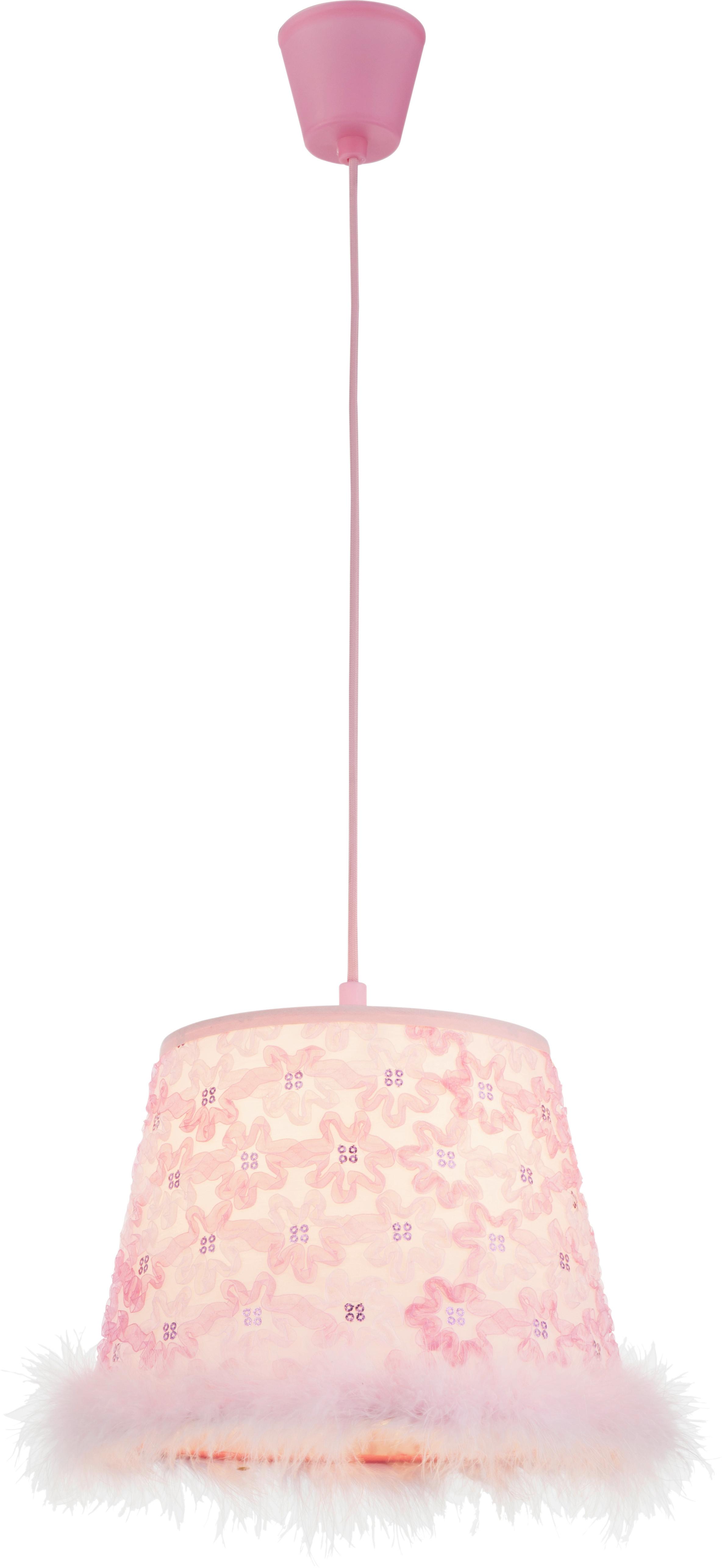 Hängeleuchte Tarso H: 120 cm 1-Flammig, mit Plüsch - Pink, LIFESTYLE, Kunststoff (30/120cm) - Globo