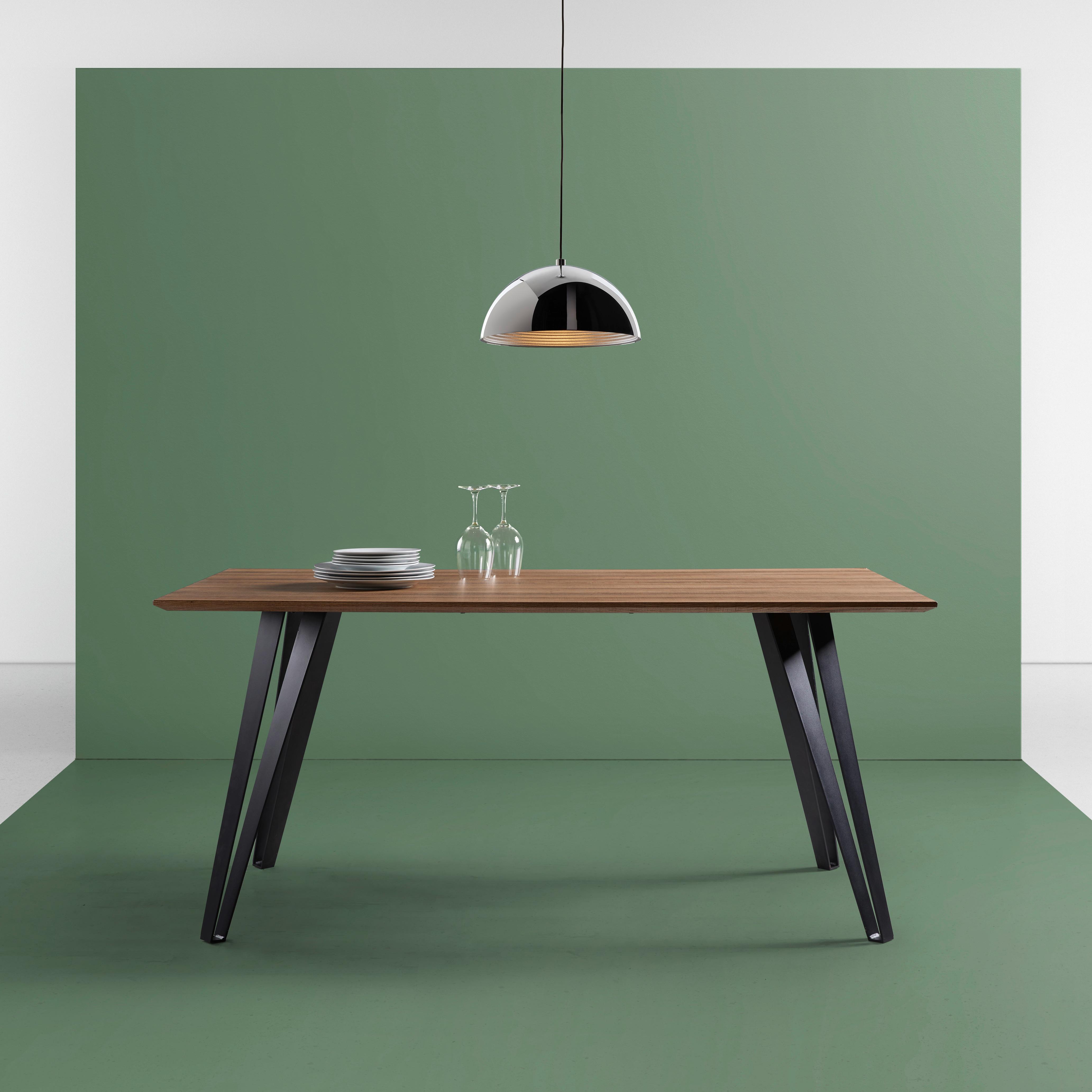 Jídelní Stůl Gino Přírodní 160x90cm - barvy teak/černá, Moderní, kov/dřevo (160/90/76cm) - Modern Living