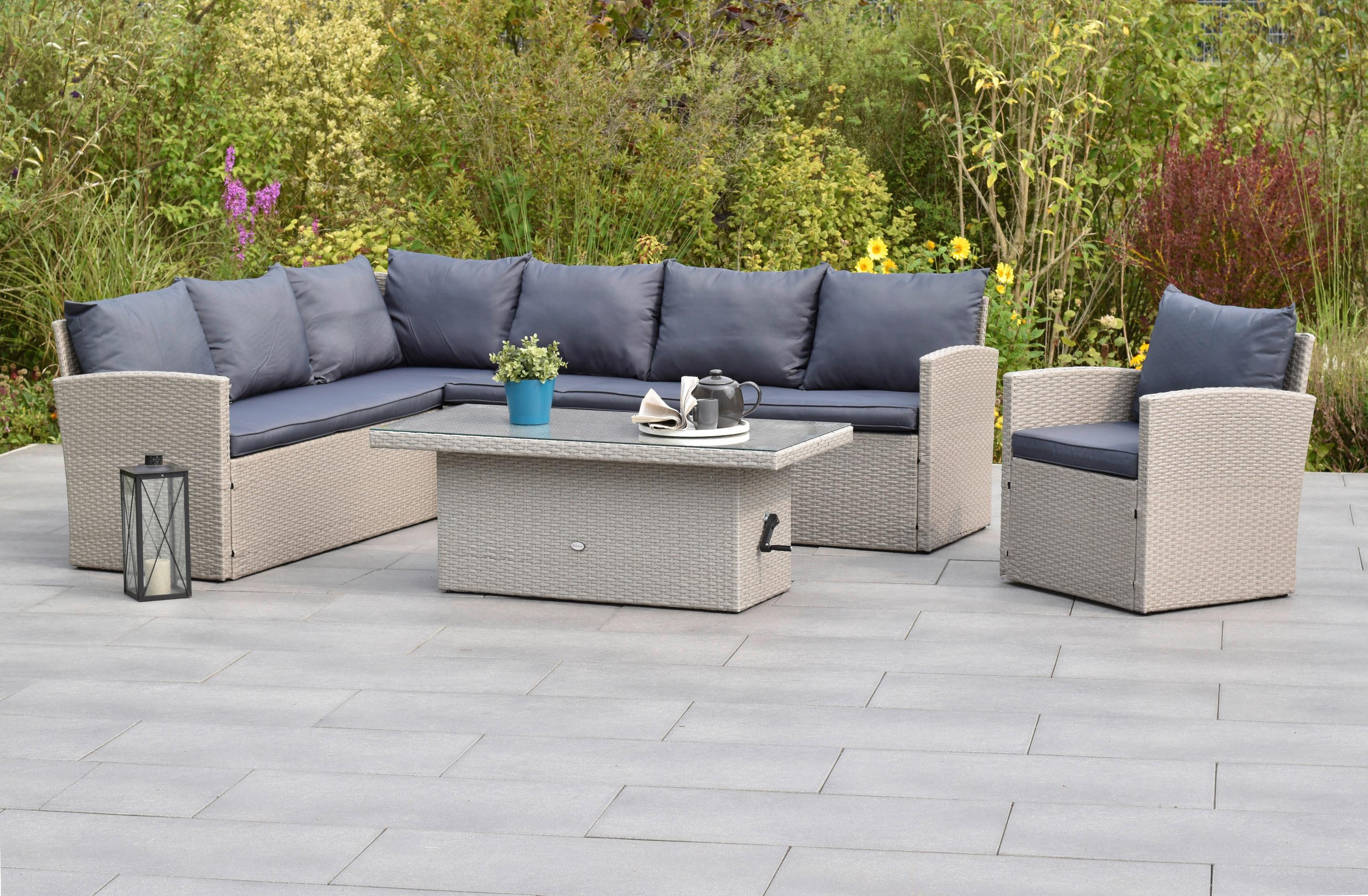 Gartenmöbel Set 4-Tlg Chicago Metall/Kunststoff mit Kissen - Anthrazit/Grau, MODERN, Kunststoff/Metall - Gardenson