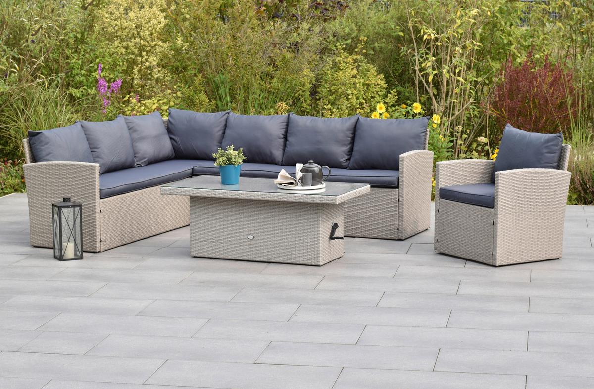 Gartenmöbel Set 4-Tlg Chicago Metall/Kunststoff mit Kissen - Anthrazit/Grau, MODERN, Kunststoff/Metall - Gardenson