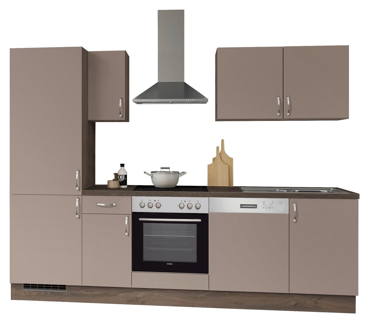 Küchenblock Ip 3150 - Eiche dunkel/Cappuccino, Basics, Holzwerkstoff (270cm) - Impuls