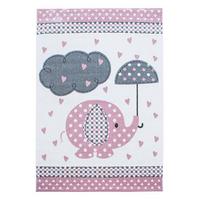 Kinderteppich Elefant Grau/Weiß/Pink Kids 120x170 cm - Pink/Weiß, Trend, Textil (120/170cm)