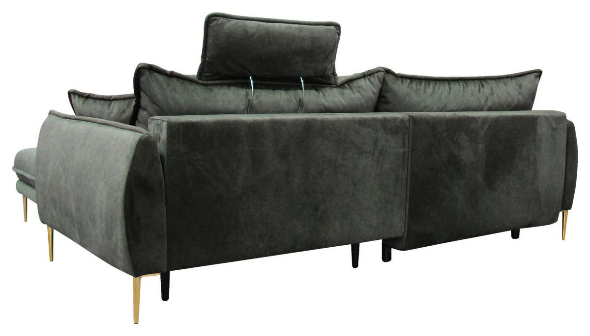 Ecksofa Whisper Grün S: 264x196 cm - Goldfarben/Grün, Design, Textil (264/196cm) - MID.YOU