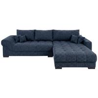 Boxspringsofa Emil Webstoff blau,S:343x217cm - Blau/Schwarz, ROMANTIK / LANDHAUS, Holzwerkstoff/Textil (343/217cm)