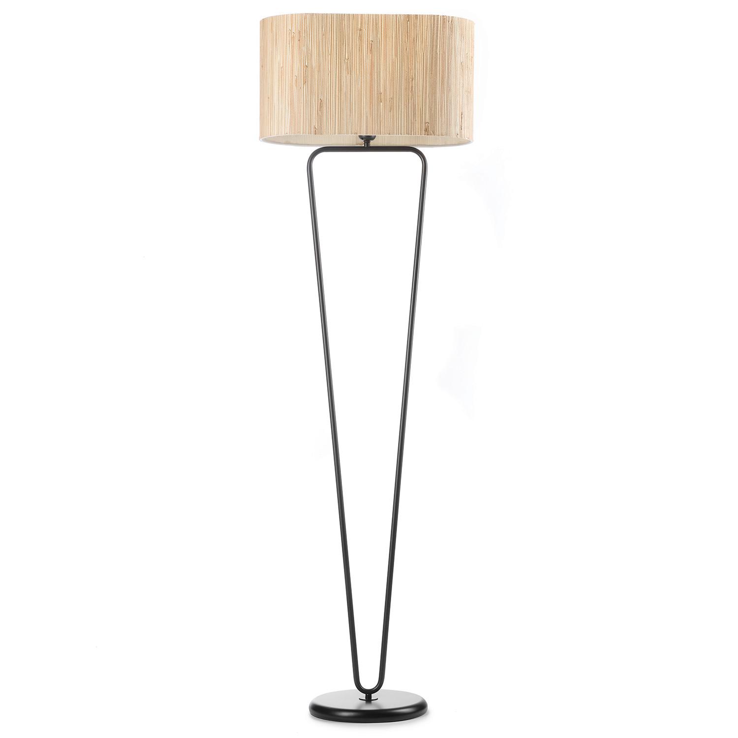 Stehleuchte Madu Creme Schwarz L: 45 cm - Creme/Schwarz, Natur, Kunststoff/Textil (45/25/144cm)