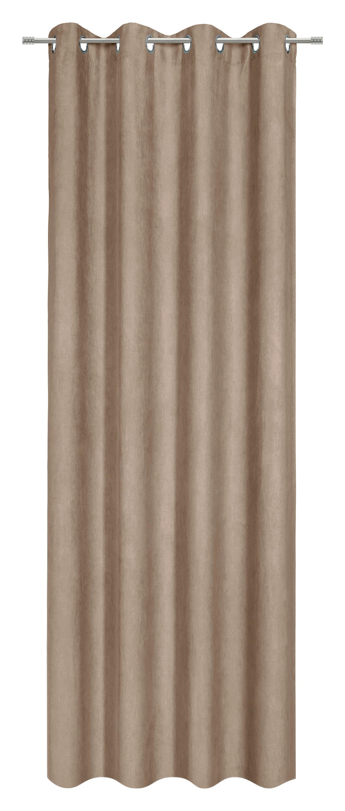 Závěs s očky Velours, 140x245cm - světle hnědá, Konvenční, textil (140/245cm) - Mömax