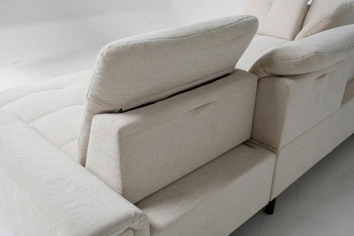 Rohová sedačka SIERRA, levá, béžová žinylka MIU - černá/béžová, Moderní, kov/textil (230/181cm) - Mömax