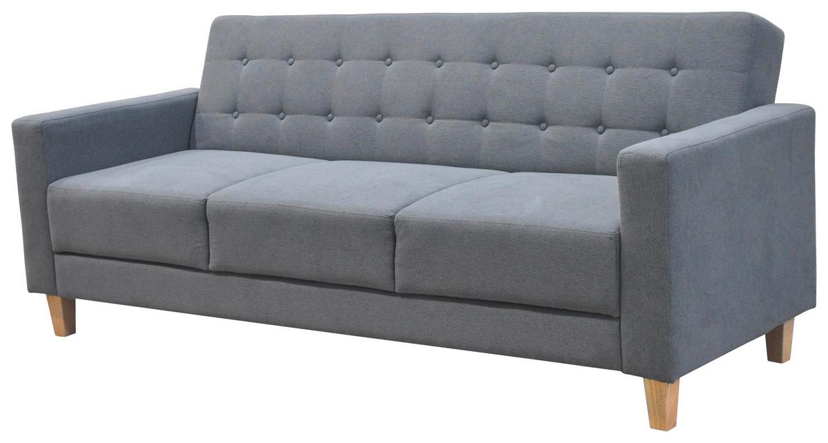 3-sitzer-sofa Mit Schlaffunktion Levi Grau - Naturfarben/Grau, MODERN, Holz/Textil (208/85/88cm) - Ondega