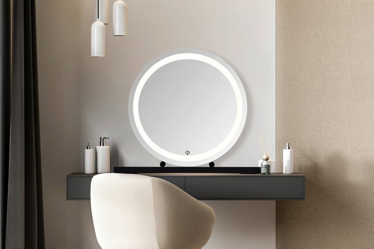 Wandspiegel Led Schwarz B: 53 Cm - Schwarz, Basics, Glas/Holzwerkstoff (53/10/60cm) - Kayoom